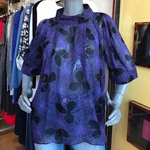 DEVELOPMENT High Neck, 3/4 Sleeve Silk Blouse/ XS